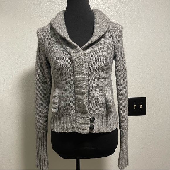 American Eagle Outfitters Zip Up Knit Alpaca Wool Blend Sweater MEDIUM - Picture 1 of 7